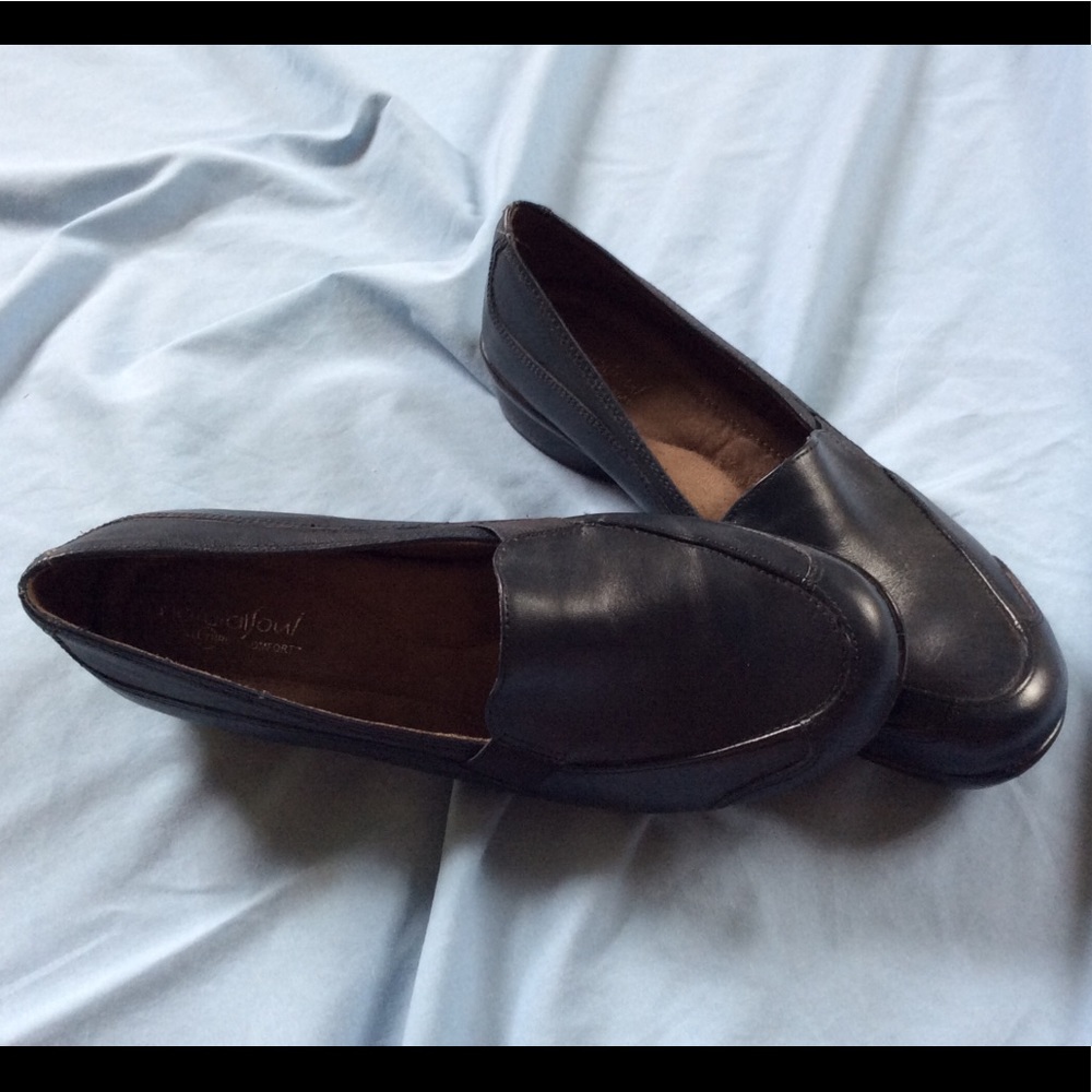 Natural Soul Shoes Wedge Women’s Navy Leather NNIB